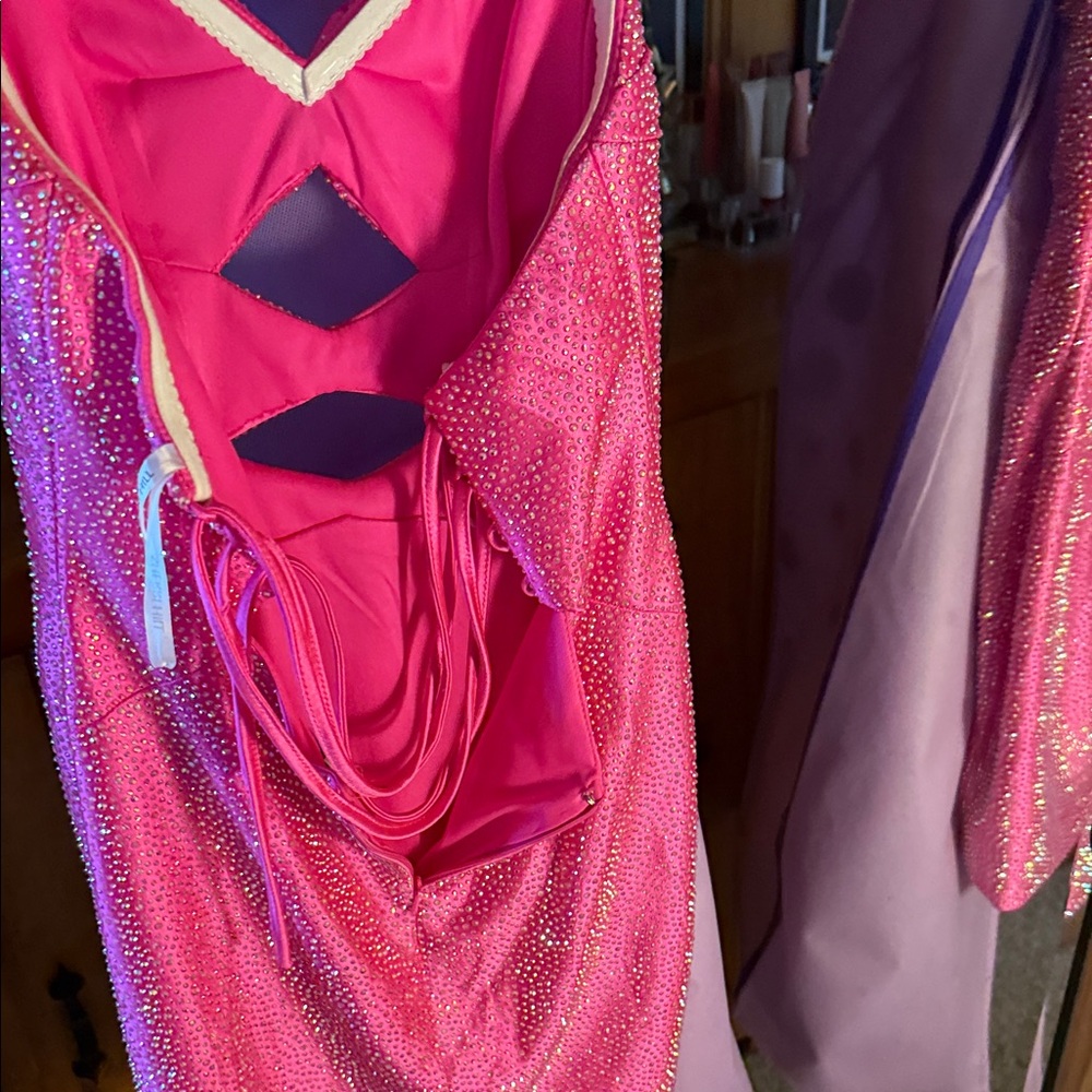 Sherri Hill Pink Glitter Dress - Picture 4 of 8